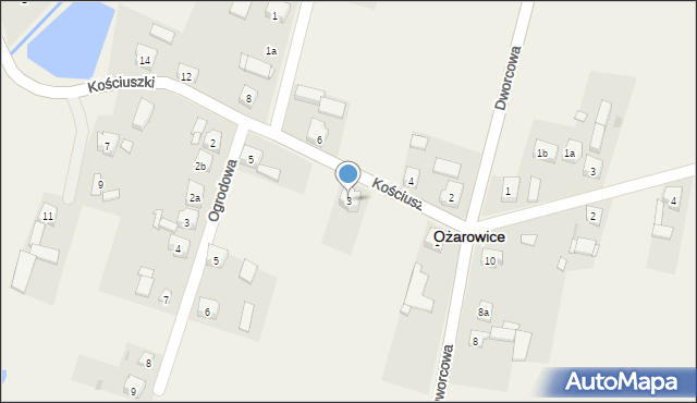 Ożarowice, Kościuszki Tadeusza, gen., 3, mapa Ożarowice