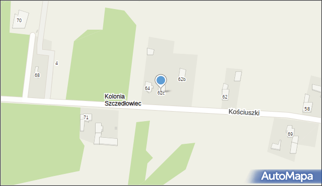 Ożarowice, Kościuszki Tadeusza, gen., 62c, mapa Ożarowice