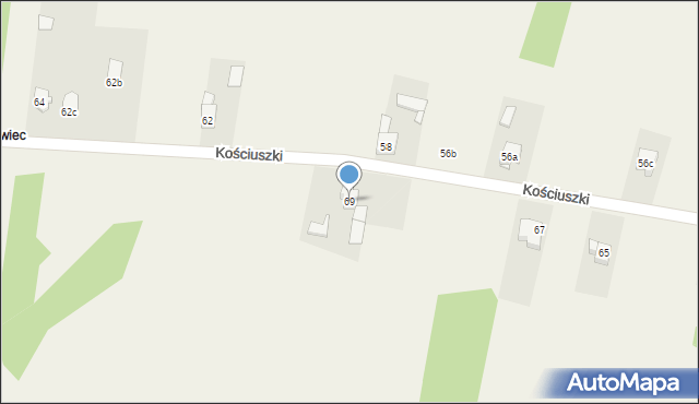 Ożarowice, Kościuszki Tadeusza, gen., 69, mapa Ożarowice