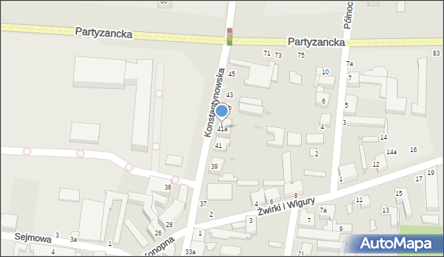 Pabianice, Konstantynowska, 41a, mapa Pabianic