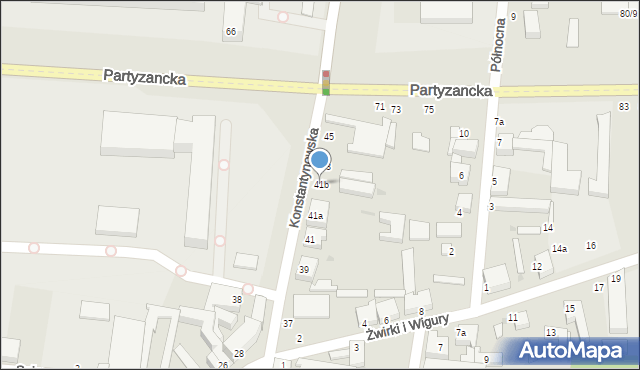 Pabianice, Konstantynowska, 41b, mapa Pabianic