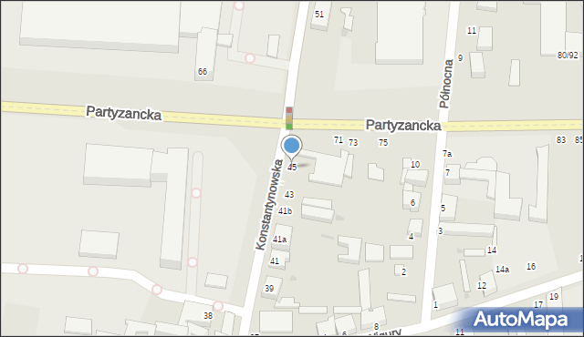 Pabianice, Konstantynowska, 45, mapa Pabianic