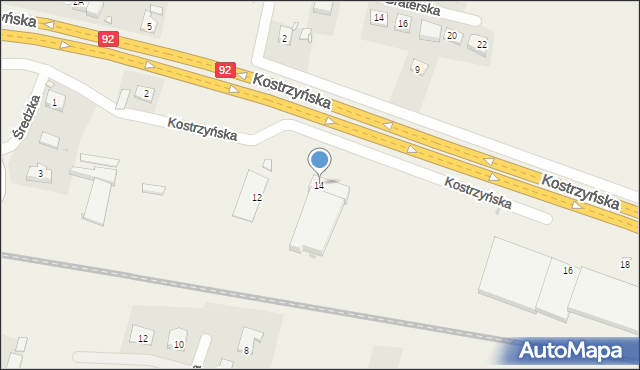 Paczkowo, Kostrzyńska, 14, mapa Paczkowo