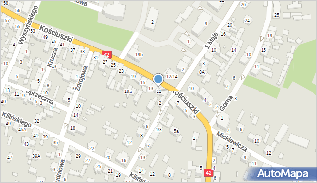 Pajęczno, Kościuszki Tadeusza, gen., 11, mapa Pajęczno