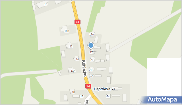 Paradyż, Konecka, 17, mapa Paradyż