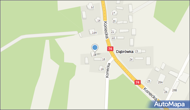 Paradyż, Konecka, 18, mapa Paradyż