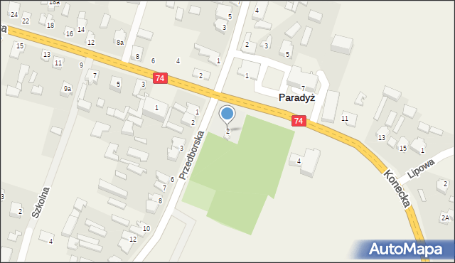 Paradyż, Konecka, 2, mapa Paradyż