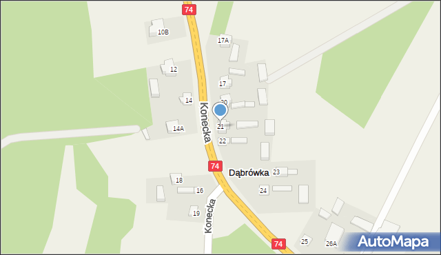 Paradyż, Konecka, 21, mapa Paradyż