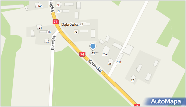 Paradyż, Konecka, 25, mapa Paradyż