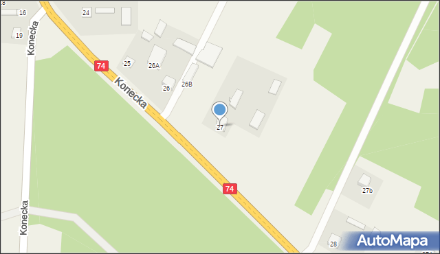 Paradyż, Konecka, 27, mapa Paradyż