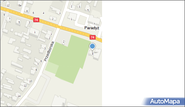 Paradyż, Konecka, 4, mapa Paradyż