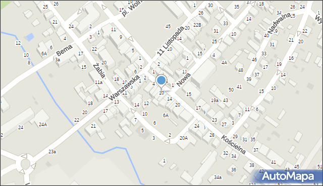 Parczew, Kościelna, 10, mapa Parczew