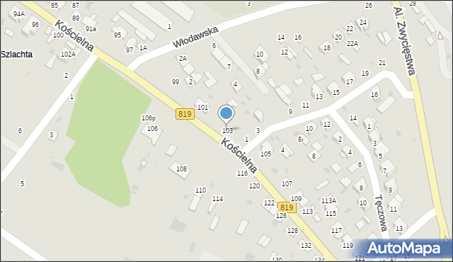 Parczew, Kościelna, 103, mapa Parczew