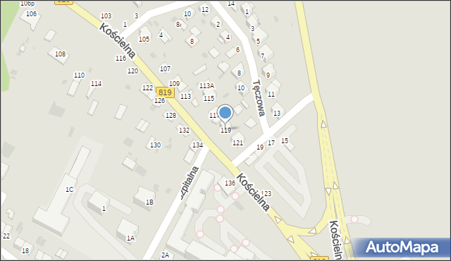 Parczew, Kościelna, 119, mapa Parczew