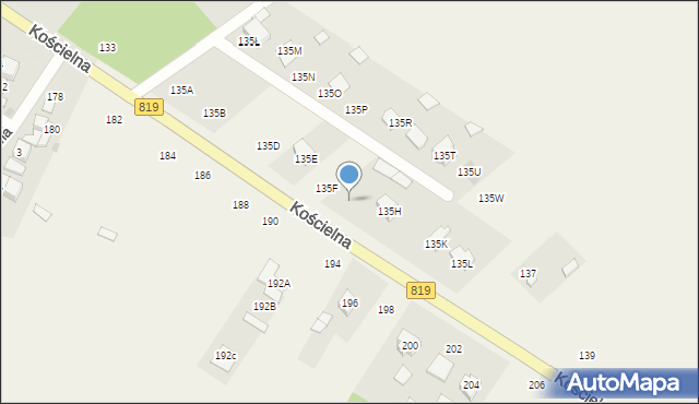 Parczew, Kościelna, 135G, mapa Parczew