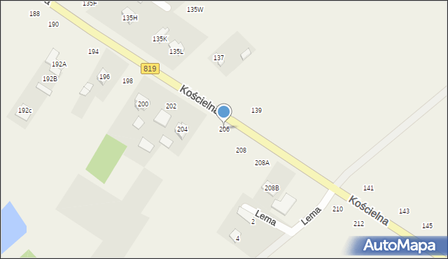 Parczew, Kościelna, 206, mapa Parczew