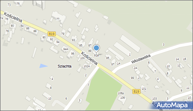 Parczew, Kościelna, 91a, mapa Parczew