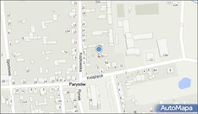 Parysów, Kozłowska, 5b, mapa Parysów