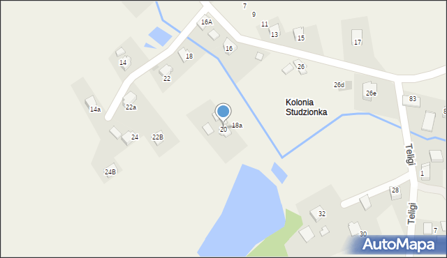Pawłowice, Kolonia Studzieńska, 20, mapa Pawłowice