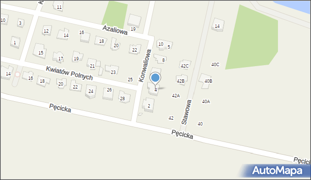 Pęcice, Konwaliowa, 4, mapa Pęcice