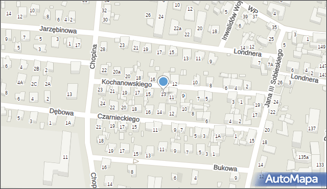 Piekary Śląskie, Kochanowskiego Jana, 13, mapa Piekary Śląskie