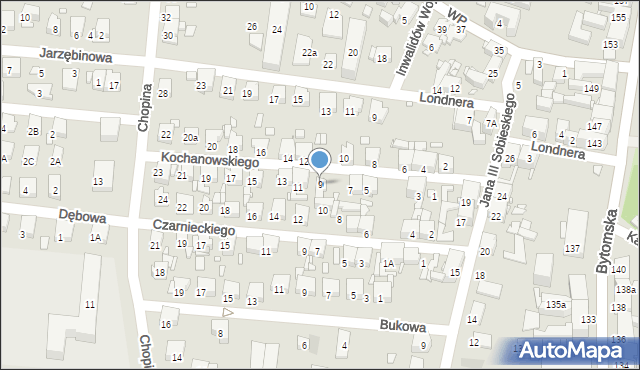 Piekary Śląskie, Kochanowskiego Jana, 9, mapa Piekary Śląskie