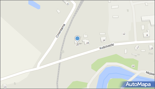 Pieniężno, Kościuszki Tadeusza, gen., 20, mapa Pieniężno