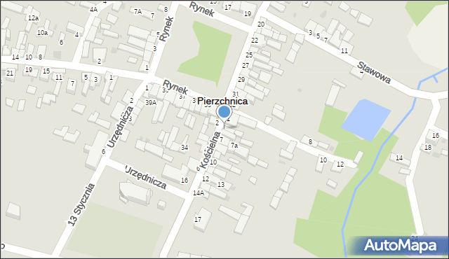 Pierzchnica, Kościelna, 3A, mapa Pierzchnica