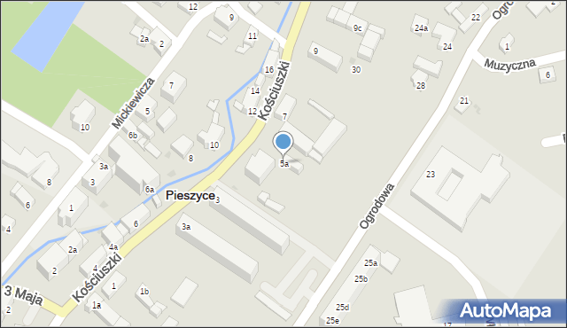 Pieszyce, Kościuszki Tadeusza, gen., 5a, mapa Pieszyce