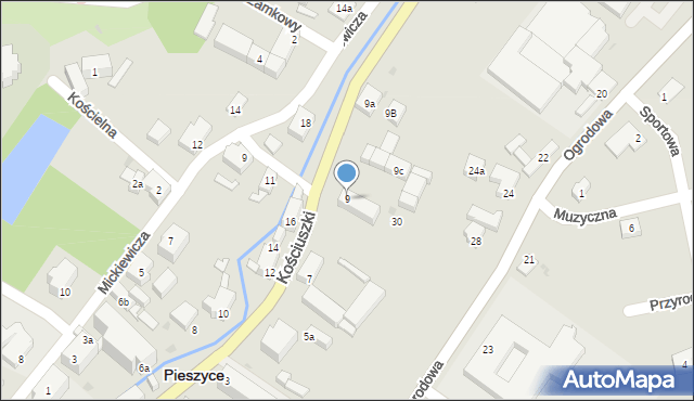 Pieszyce, Kościuszki Tadeusza, gen., 9, mapa Pieszyce