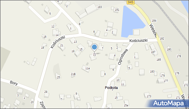 Pietrzykowice, Kościuszki Tadeusza, gen., 11, mapa Pietrzykowice