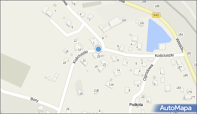 Pietrzykowice, Kościuszki Tadeusza, gen., 13, mapa Pietrzykowice