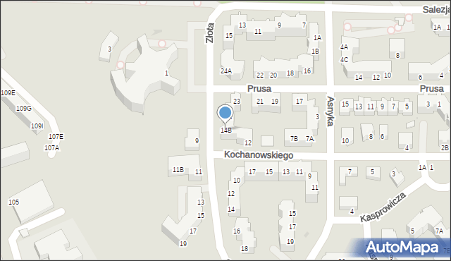 Piła, Kochanowskiego Jana, 14B, mapa Piły