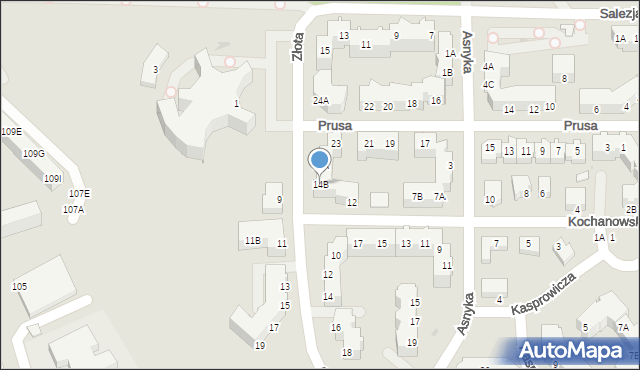 Piła, Kochanowskiego Jana, 14B, mapa Piły