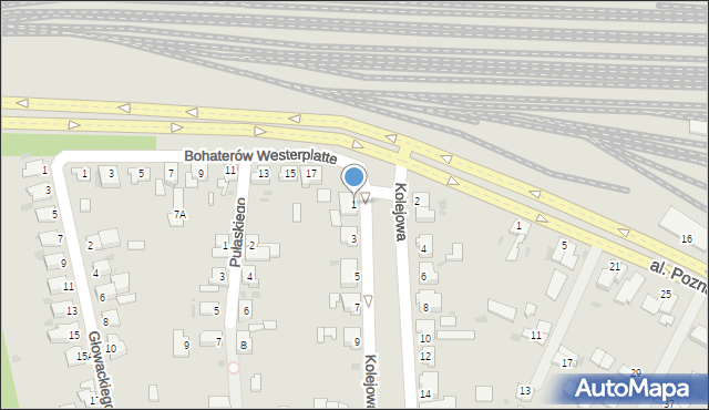 Piła, Kolejowa, 1, mapa Piły