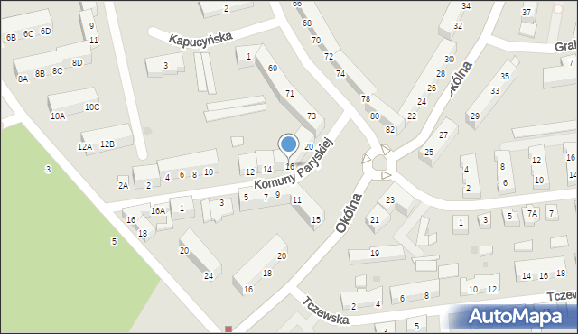 Piła, Komuny Paryskiej, 16, mapa Piły