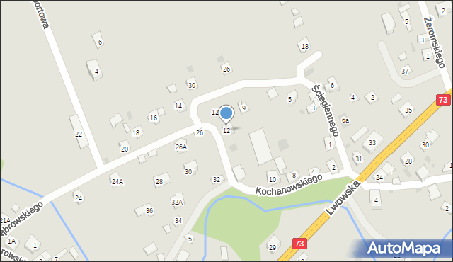 Pilzno, Kochanowskiego Jana, 12, mapa Pilzno