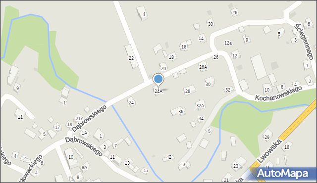 Pilzno, Kochanowskiego Jana, 24A, mapa Pilzno