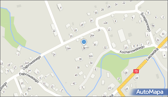 Pilzno, Kochanowskiego Jana, 28, mapa Pilzno