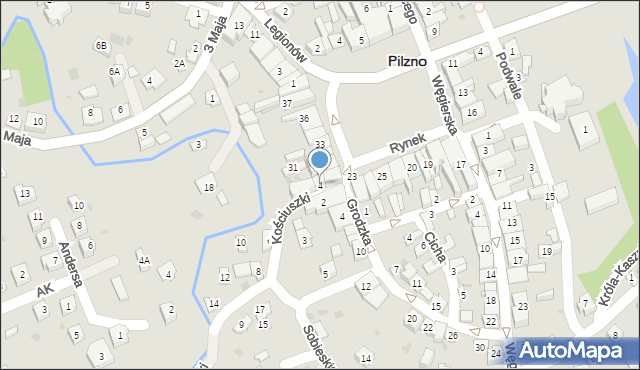 Pilzno, Kościuszki Tadeusza, gen., 4, mapa Pilzno