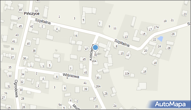 Pińczyce, Kościelna, 32, mapa Pińczyce