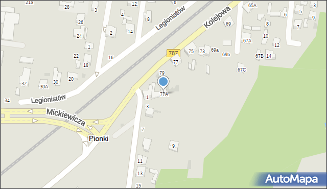 Pionki, Kolejowa, 77A, mapa Pionki