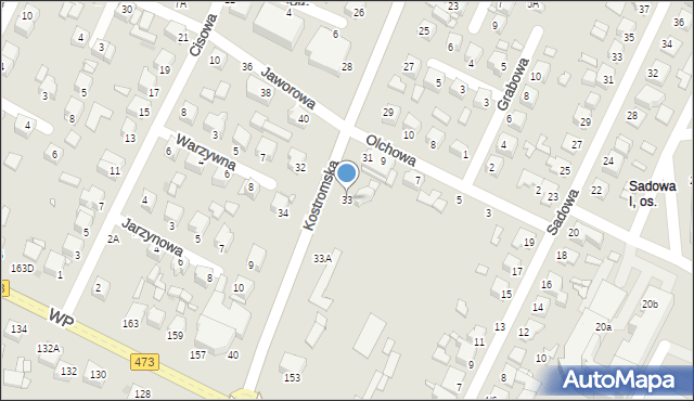 Piotrków Trybunalski, Kostromska, 33, mapa Piotrków Trybunalski