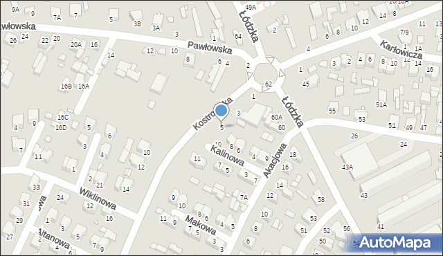 Piotrków Trybunalski, Kostromska, 5, mapa Piotrków Trybunalski