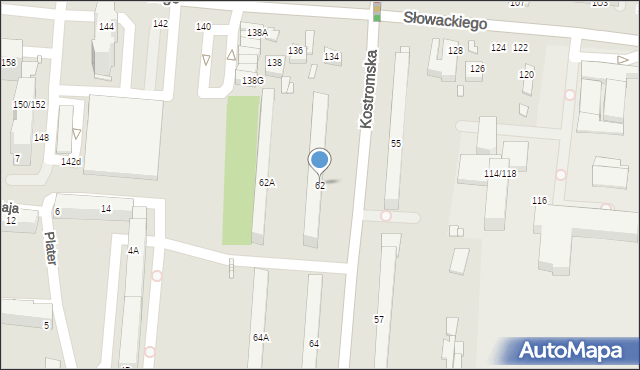 Piotrków Trybunalski, Kostromska, 62, mapa Piotrków Trybunalski
