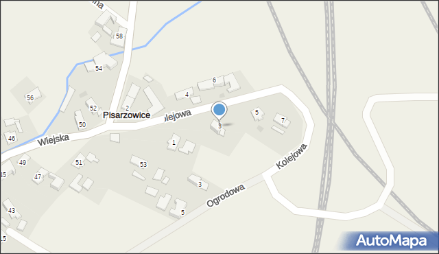 Pisarzowice, Kolejowa, 3, mapa Pisarzowice