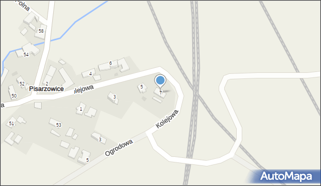 Pisarzowice, Kolejowa, 7, mapa Pisarzowice