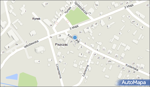 Piszczac, Kodeńska, 2, mapa Piszczac