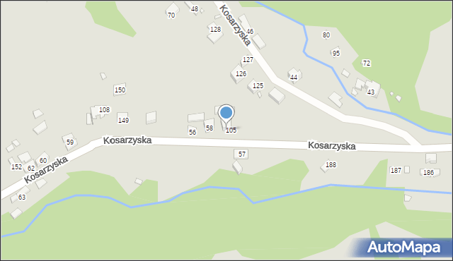 Piwniczna-Zdrój, Kosarzyska, 105a, mapa Piwniczna-Zdrój