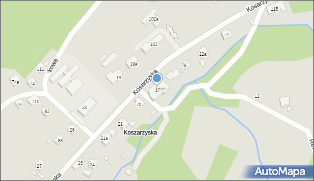 Piwniczna-Zdrój, Kosarzyska, 17, mapa Piwniczna-Zdrój